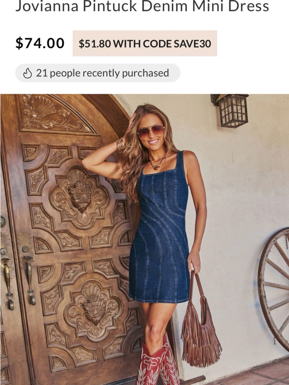 Jovianna Denim Mini Dress - Dark Blue